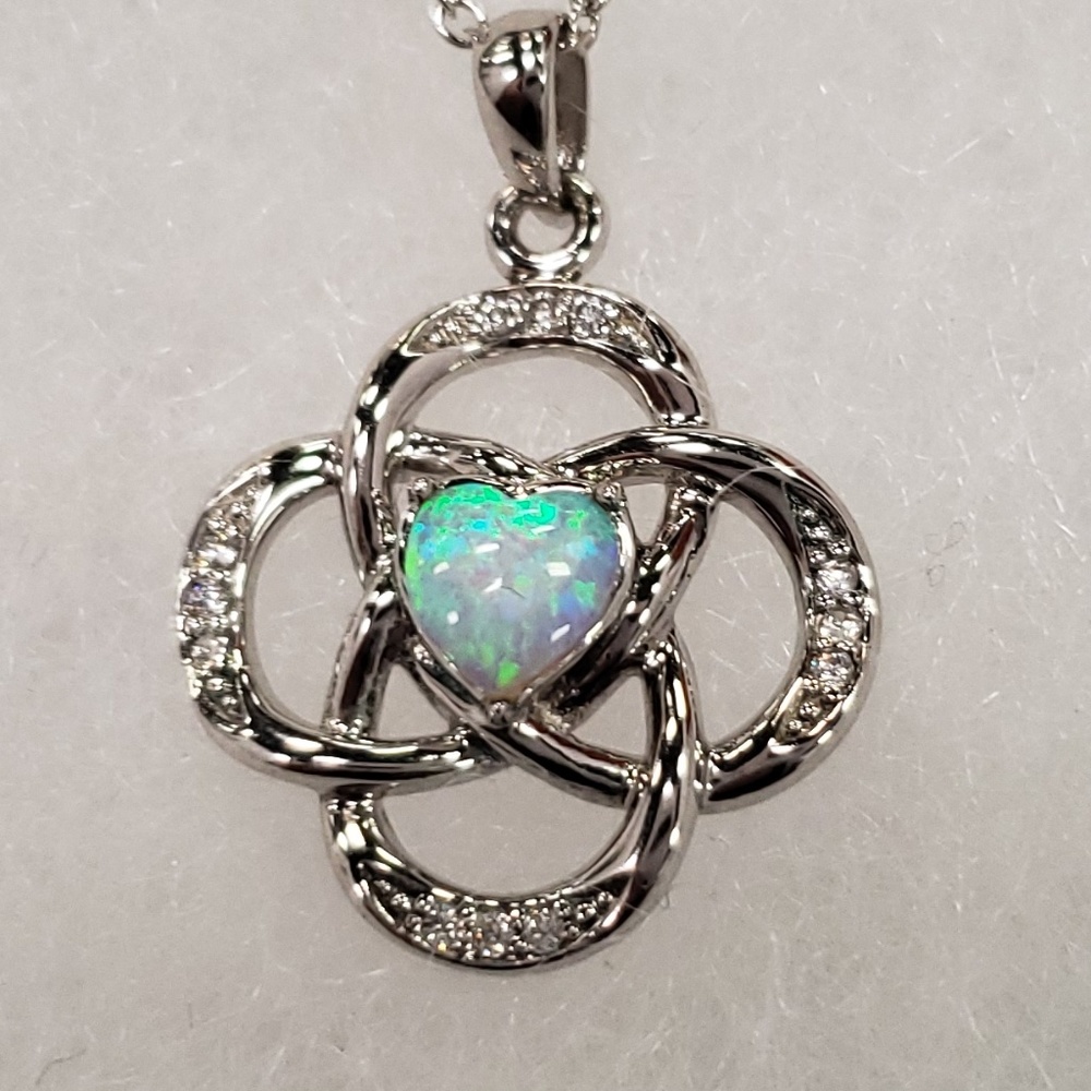 Irish Knot Opal Necklace - Picture 2 of 3